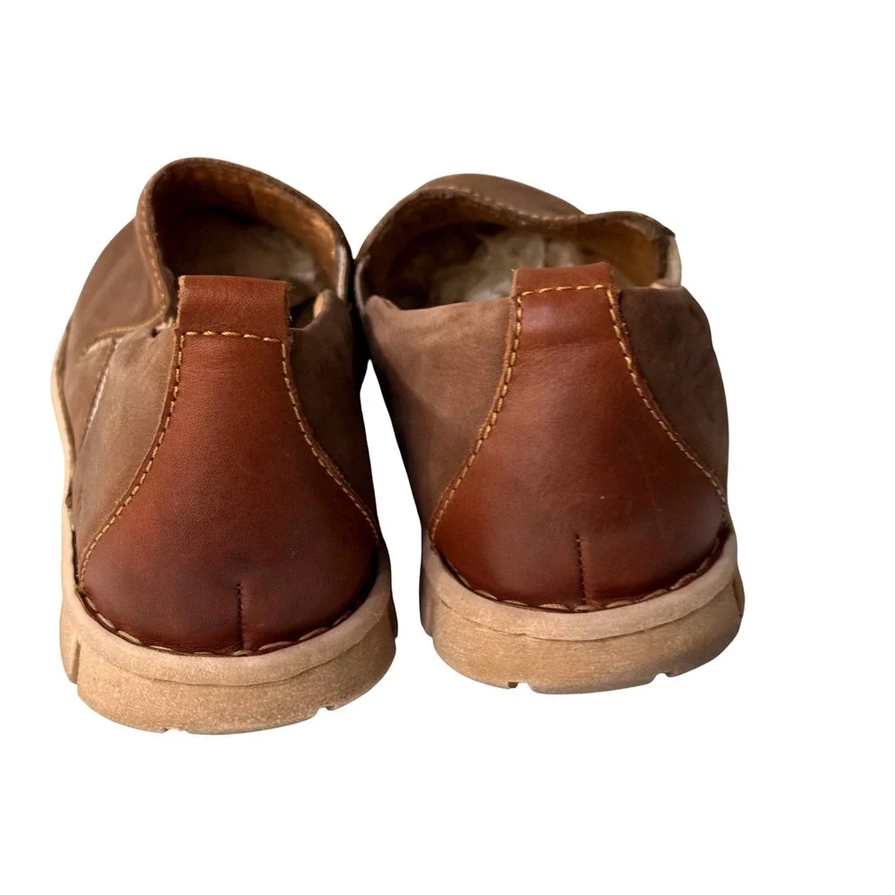 Born Mens Brown Leather Slip On Loafers Casual Comfort Shoes Sz 10.5 -11